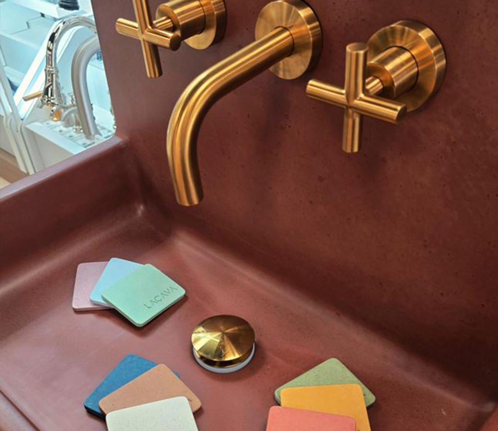 showroom faucet and custom sink colors
