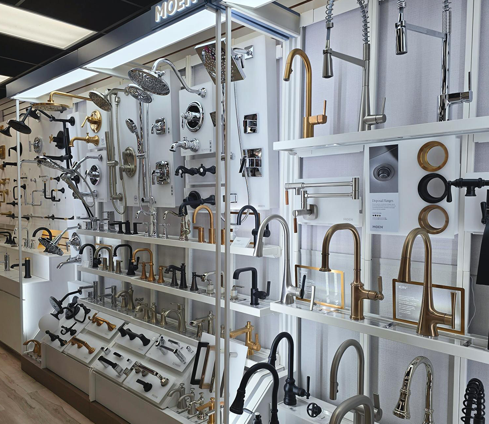 showroom sink and shower head wall